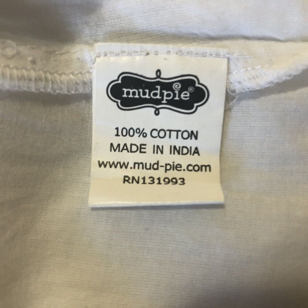 Mud Pie Tunic Women M (8-10) White Embellished 100% Cotton Coverup Top Boho - Picture 6 of 12